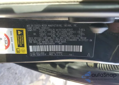 2011 Toyota Highlander Se V6 z USA, uszkodzony, nr VIN 5TDBK3EH8BS086838